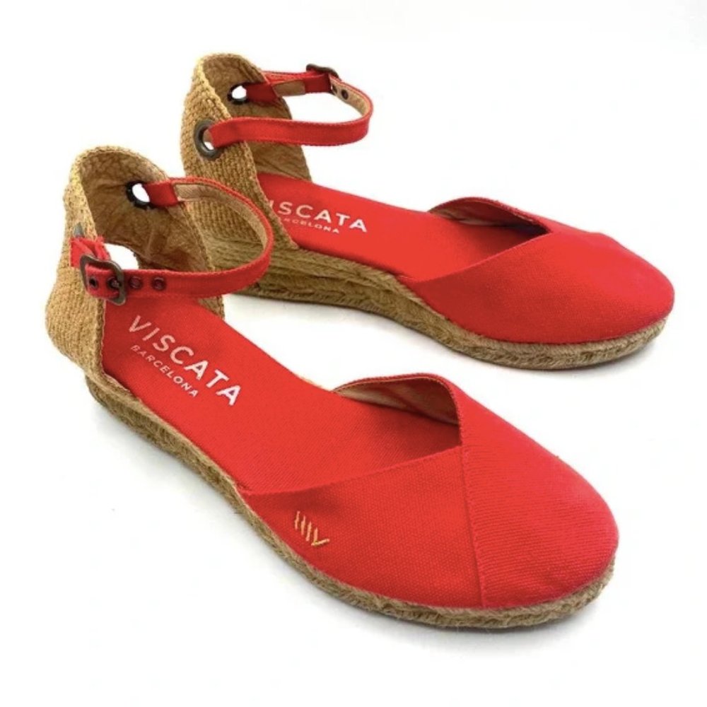 Viscata Satuna Canvas Wedges Red Espadrille
